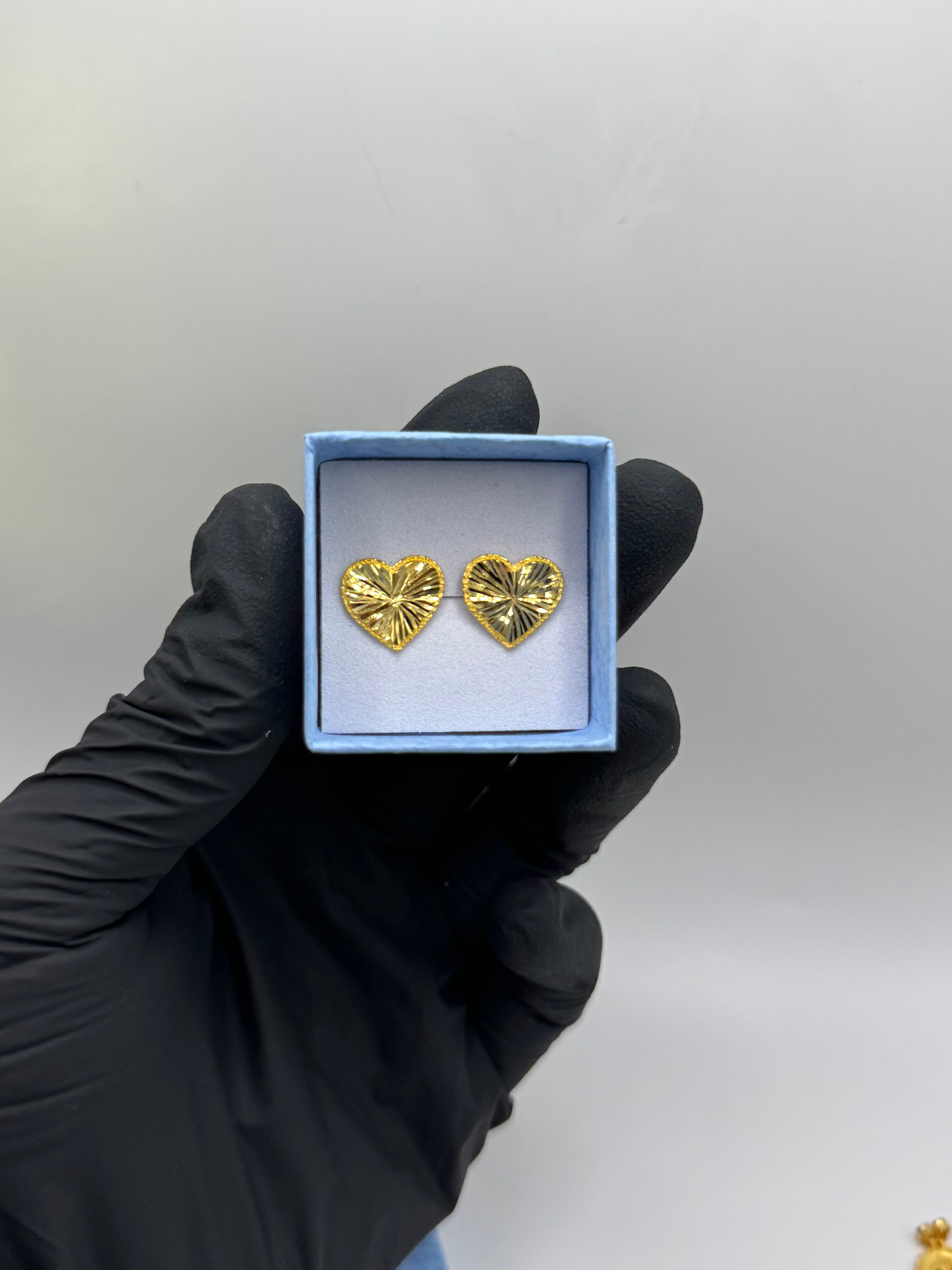 Diamond Cut Heart Earrings - Meilingbling24k Jewelry #