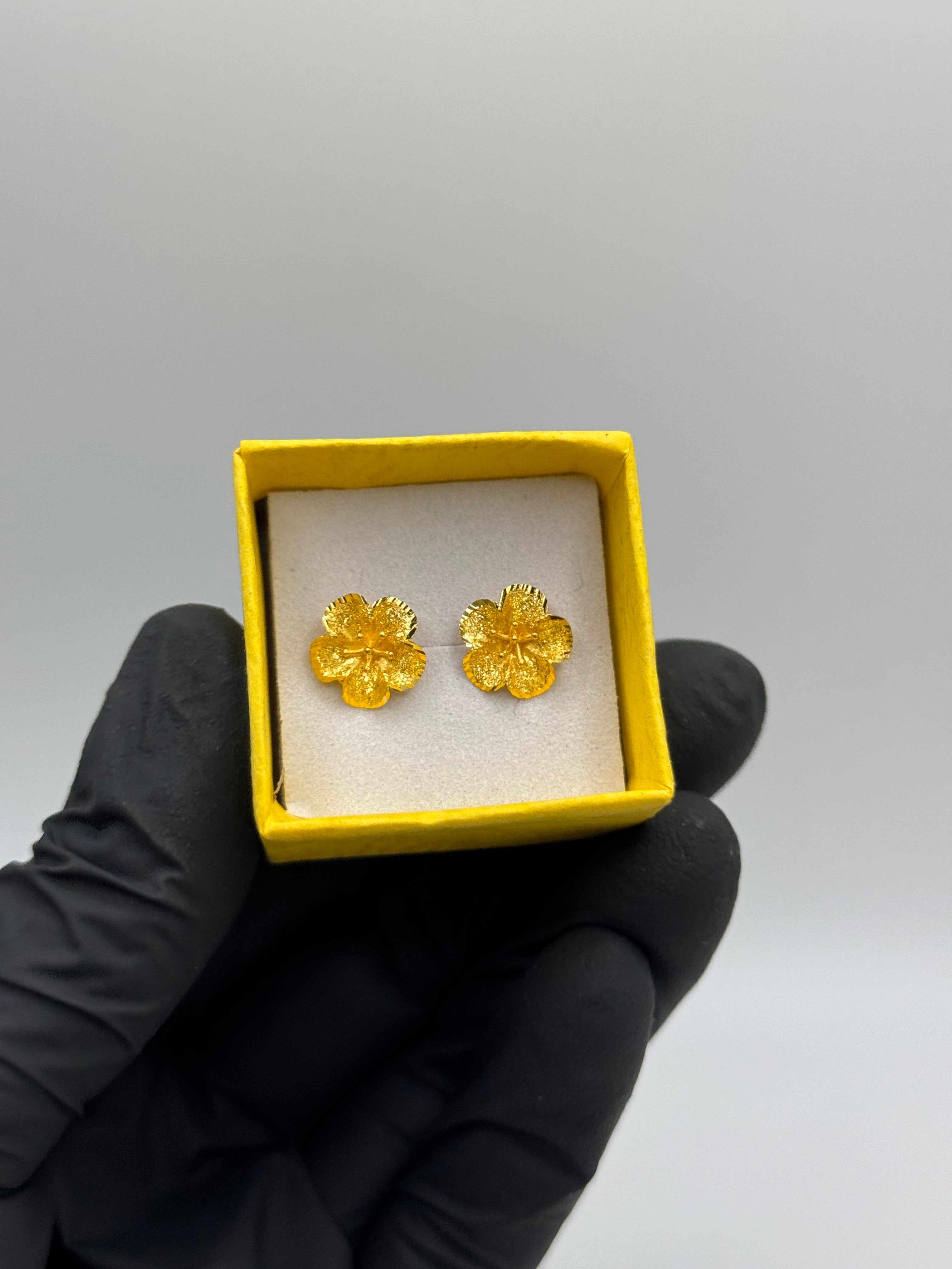 Medium Floral Hibiscus Earrings - Meilingbling24k Jewelry #