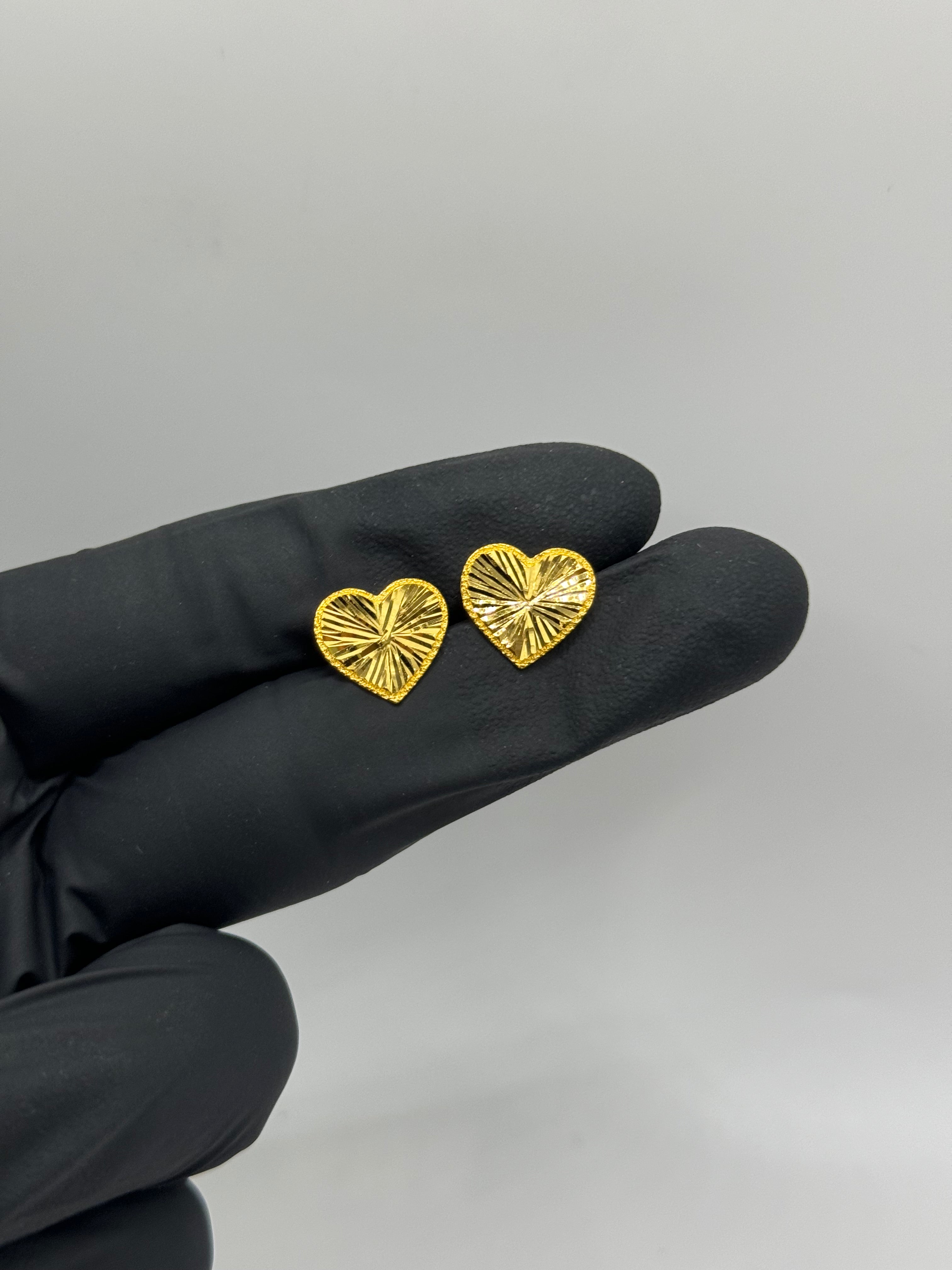 Diamond Cut Heart Earrings - Meilingbling24k Jewelry #