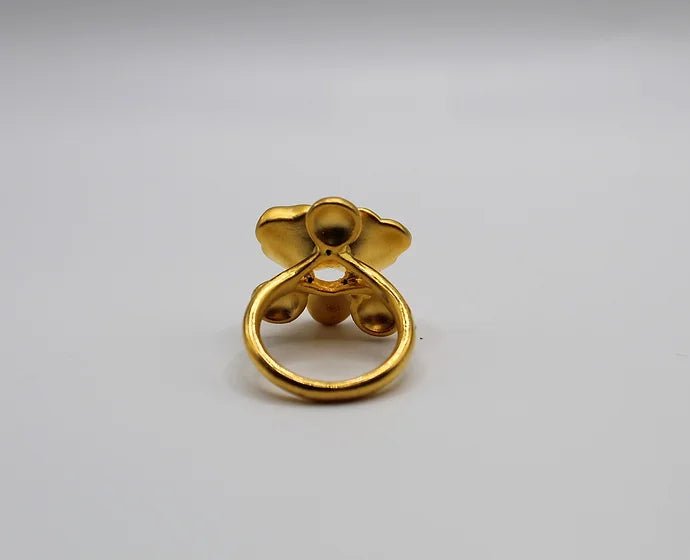 Pure 24k 999 Floral Curved Matte Ring - Meilingbling24k Jewelry