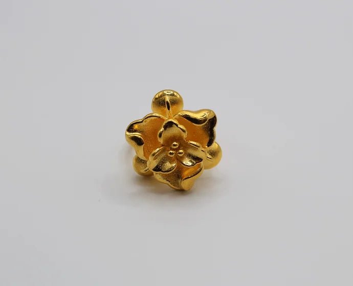 Pure 24k 999 Floral Curved Matte Ring - Meilingbling24k Jewelry