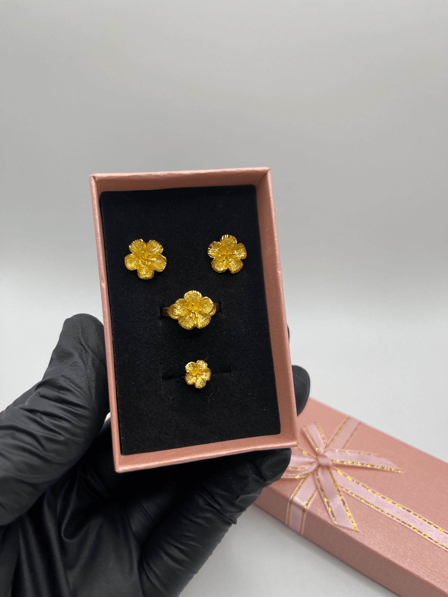 Pure 24k 999 Floral Hibiscus Set - Meilingbling24k Jewelry