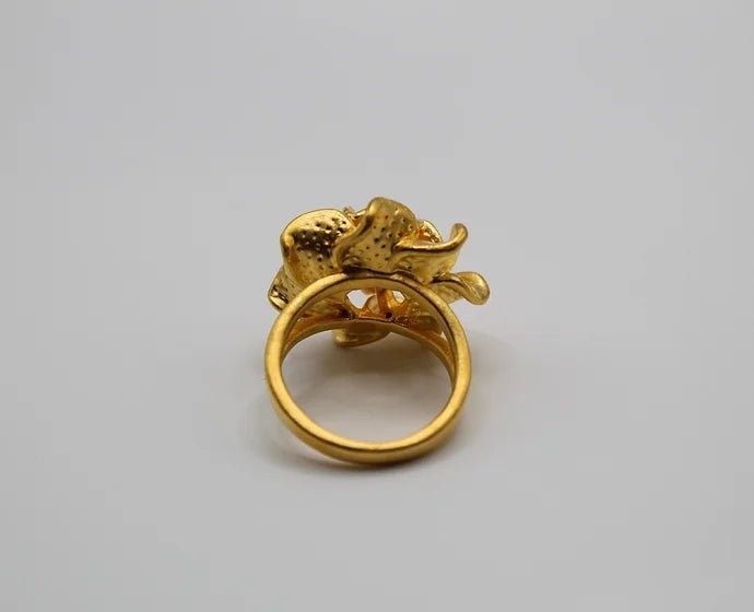 Pure 24k 999 Floral Matte Ring - Meilingbling24k Jewelry