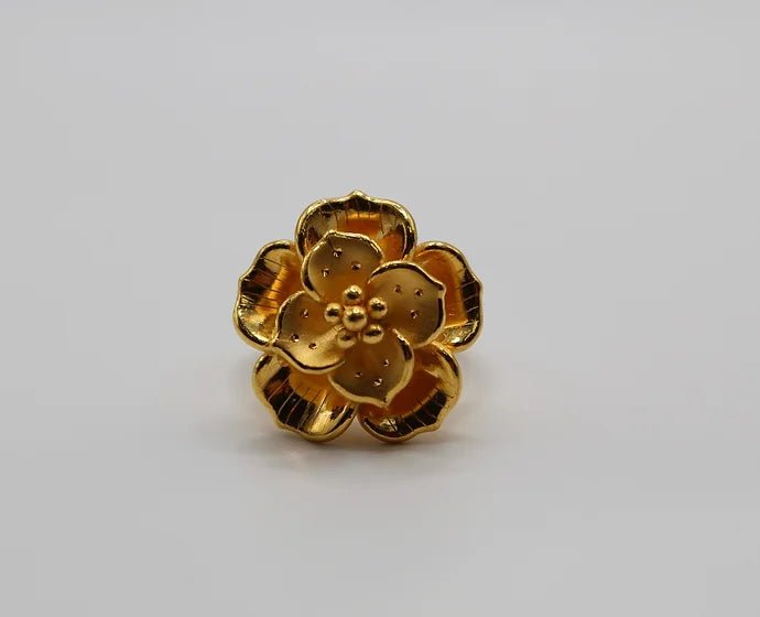 Pure 24k 999 Floral Matte/Holographic Ring - Meilingbling24k Jewelry