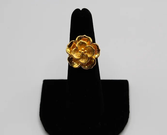 Pure 24k 999 Floral Matte/Holographic Ring - Meilingbling24k Jewelry