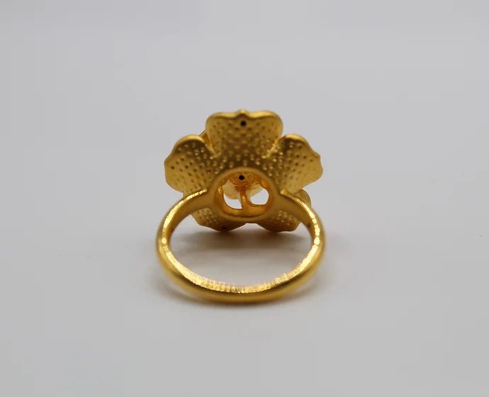 Pure 24k 999 Floral Matte/Holographic Ring - Meilingbling24k Jewelry