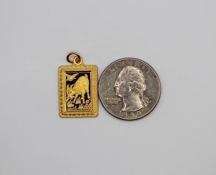 Pure 24k 999 Goat Charm Pendant - Meilingbling24k Jewelry