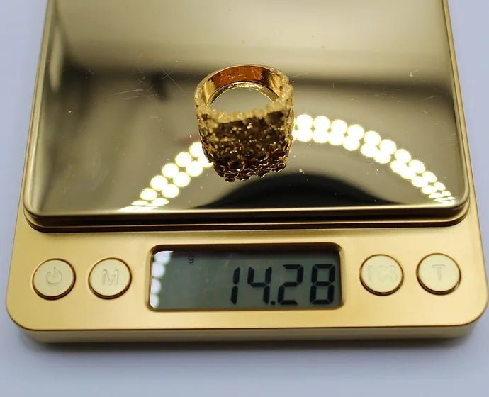 Pure 24k 999 Gold Nugget Ring - Meilingbling24k Jewelry