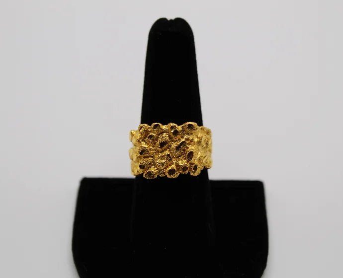 Pure 24k 999 Gold Nugget Ring - Meilingbling24k Jewelry