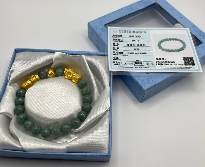 Pure 24k 999 Jade Beaded Bracelet - Meilingbling24k Jewelry