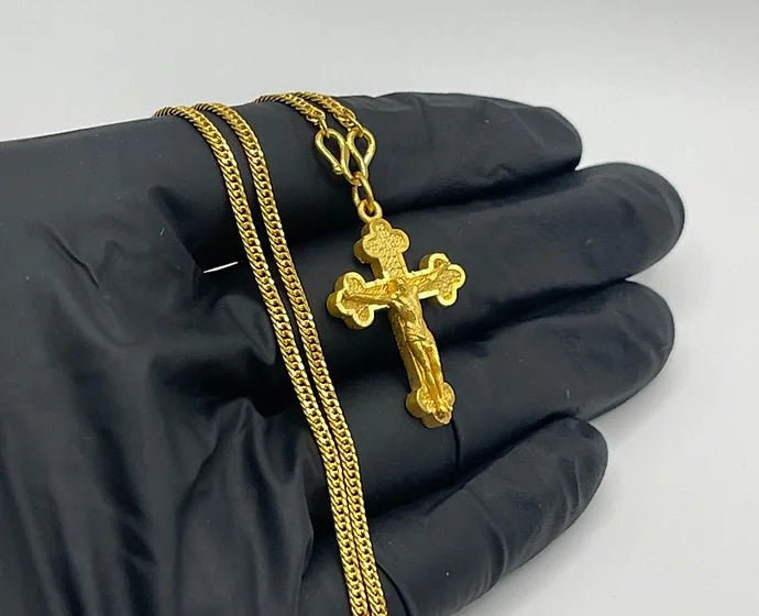 Pure 24k 999 Jesus & Chain Pendant Set - Meilingbling24k Jewelry