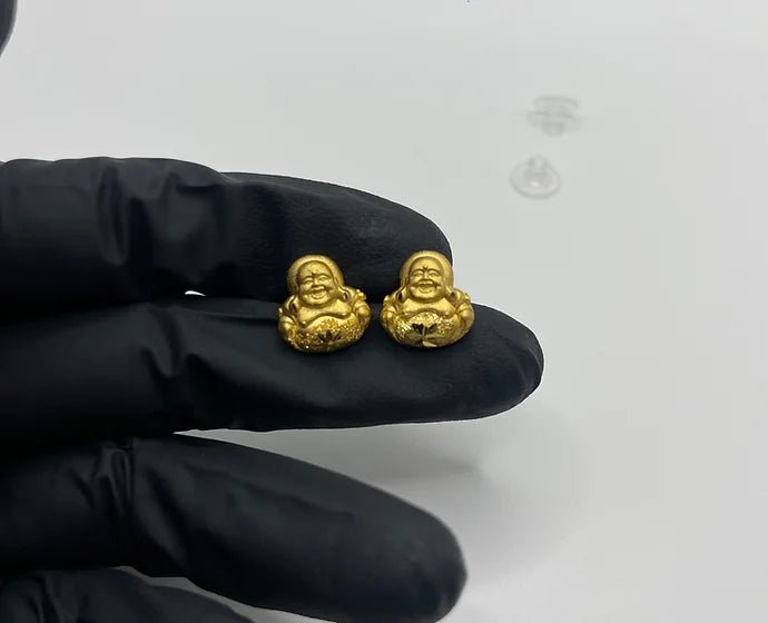 Pure 24k 999 Laughing Buddha Earrings - Meilingbling24k Jewelry