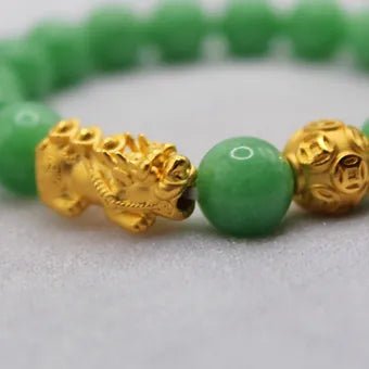 Pure 24k 999 Light Green Jade Beaded Bracelet - Meilingbling24k Jewelry