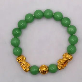 Pure 24k 999 Light Green Jade Beaded Bracelet - Meilingbling24k Jewelry