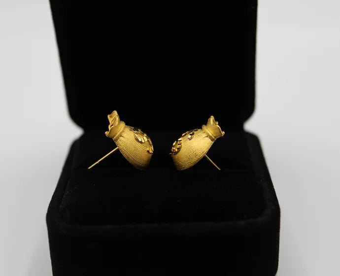 Pure 24k 999 Moneybag Earrings - Meilingbling24k Jewelry