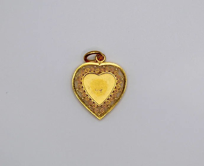 Pure 24k 999 PB Bunny Symbol Heart Charm Pendant - Meilingbling24k Jewelry