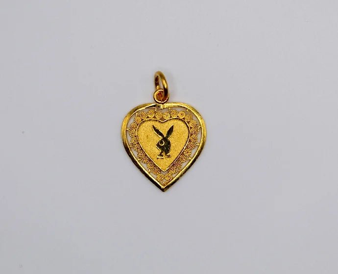 Pure 24k 999 PB Bunny Symbol Heart Charm Pendant - Meilingbling24k Jewelry